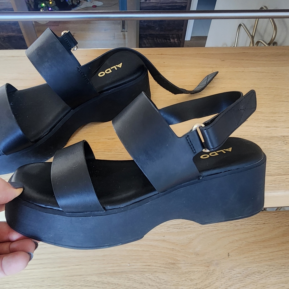 ALDO Sleek Black Platform Sandals